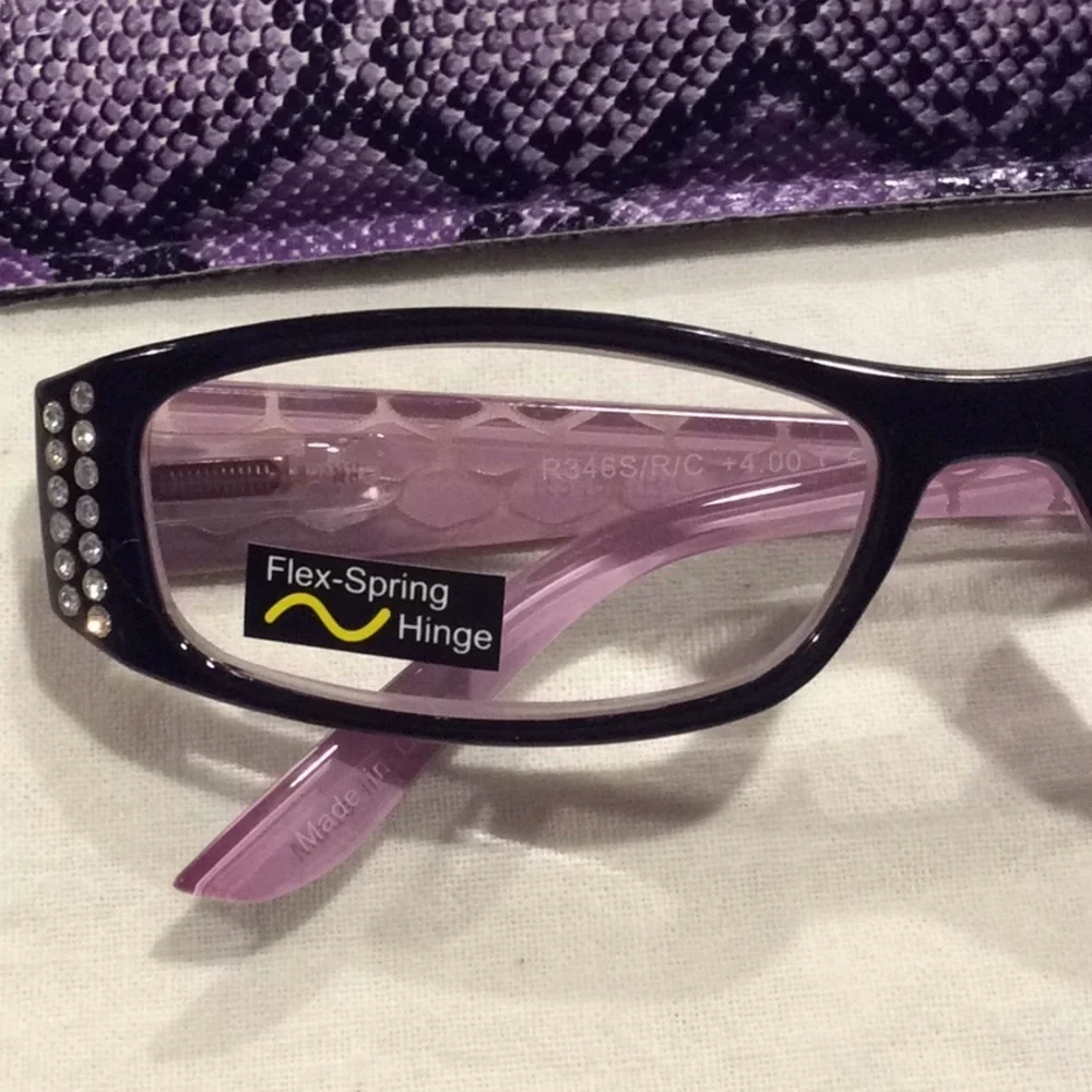 Purple Snake Print Reading Glasses & Case